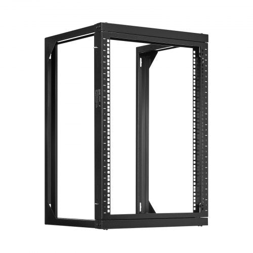 15U Wall Mount Server Rack, 150 lbs Max Load Capacity, Open Frame Network Rack with 180 Degrees Gate Swing, Carbon Steel, for 19-Inch IT Network Equipment & AV Devices Computer Server, Black