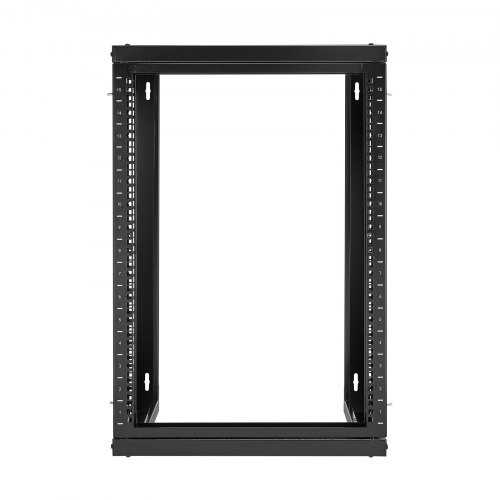 15U Wall Mount Server Rack, 150 lbs Max Load Capacity, Open Frame Network Rack with 180 Degrees Gate Swing, Carbon Steel, for 19-Inch IT Network Equipment & AV Devices Computer Server, Black