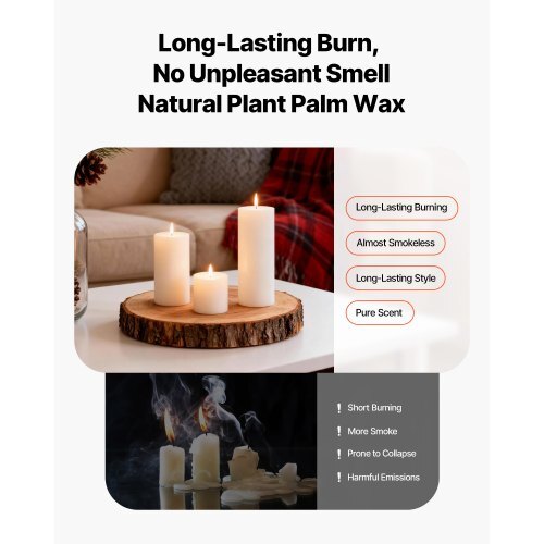 Pillar Candles and Glass Vases Set 72 Pcs, Clear Cylinder Hurricane Candle Holders for Wedding Centerpieces, Tall Vase for Table Decor, Wedding Party, Thanksgiving,White (2.56" x 4.7",5.9",7.9")