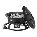 Propane Fire Pit, 19-Inch Diameter Outdoor Portable Gas Fire Pit with Cover & Lava Rocks, Adjustable Flame Height Camping Firepit for Heating, Lighting, Gathering, 58,000 BTU, Black