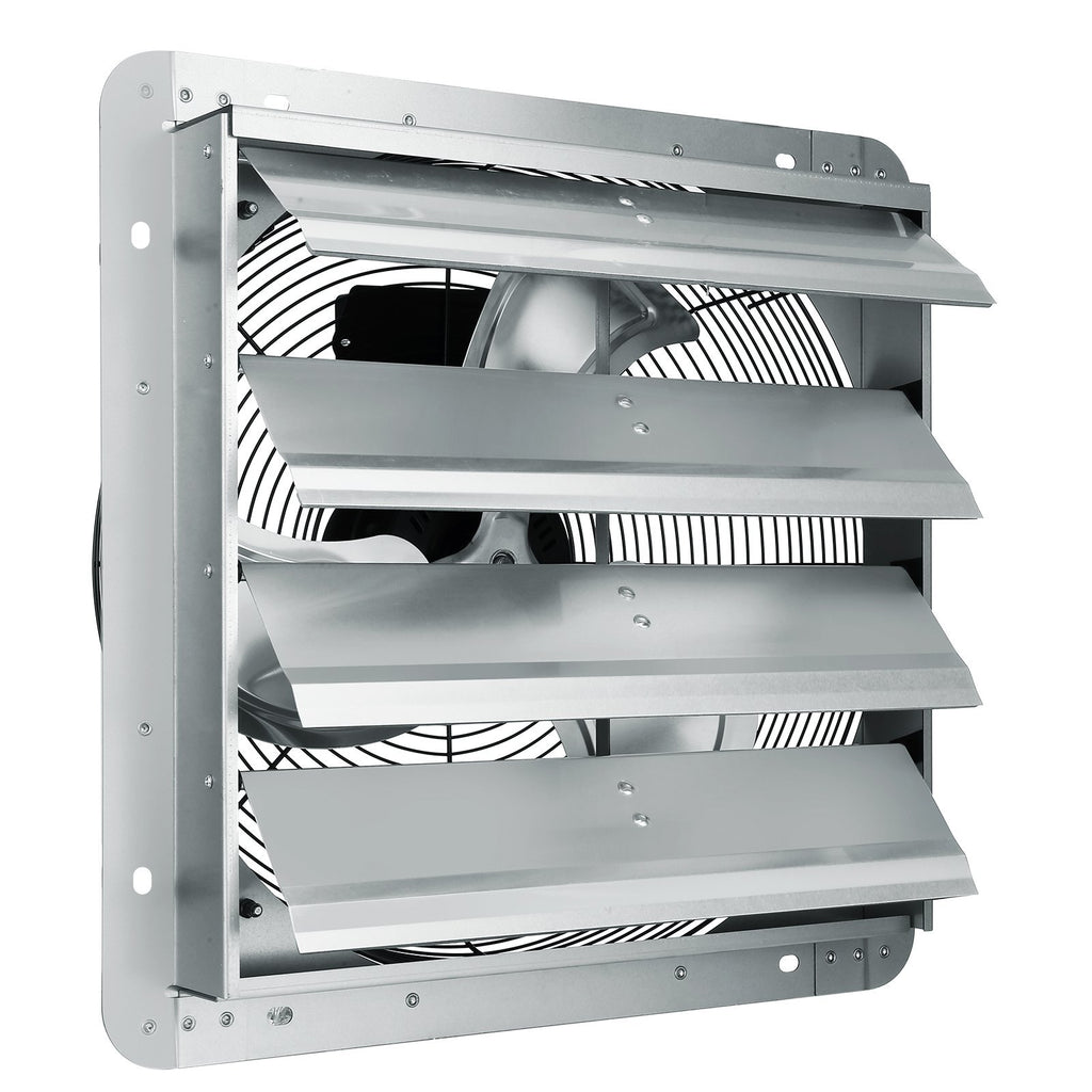 16'' Shutter Exhaust Fan, High-speed 2000 CFM, Aluminum Wall Mount Attic Fan with AC-motor, Ventilation and Cooling for Greenhouses, Garages, Sheds, Shops, FCC
