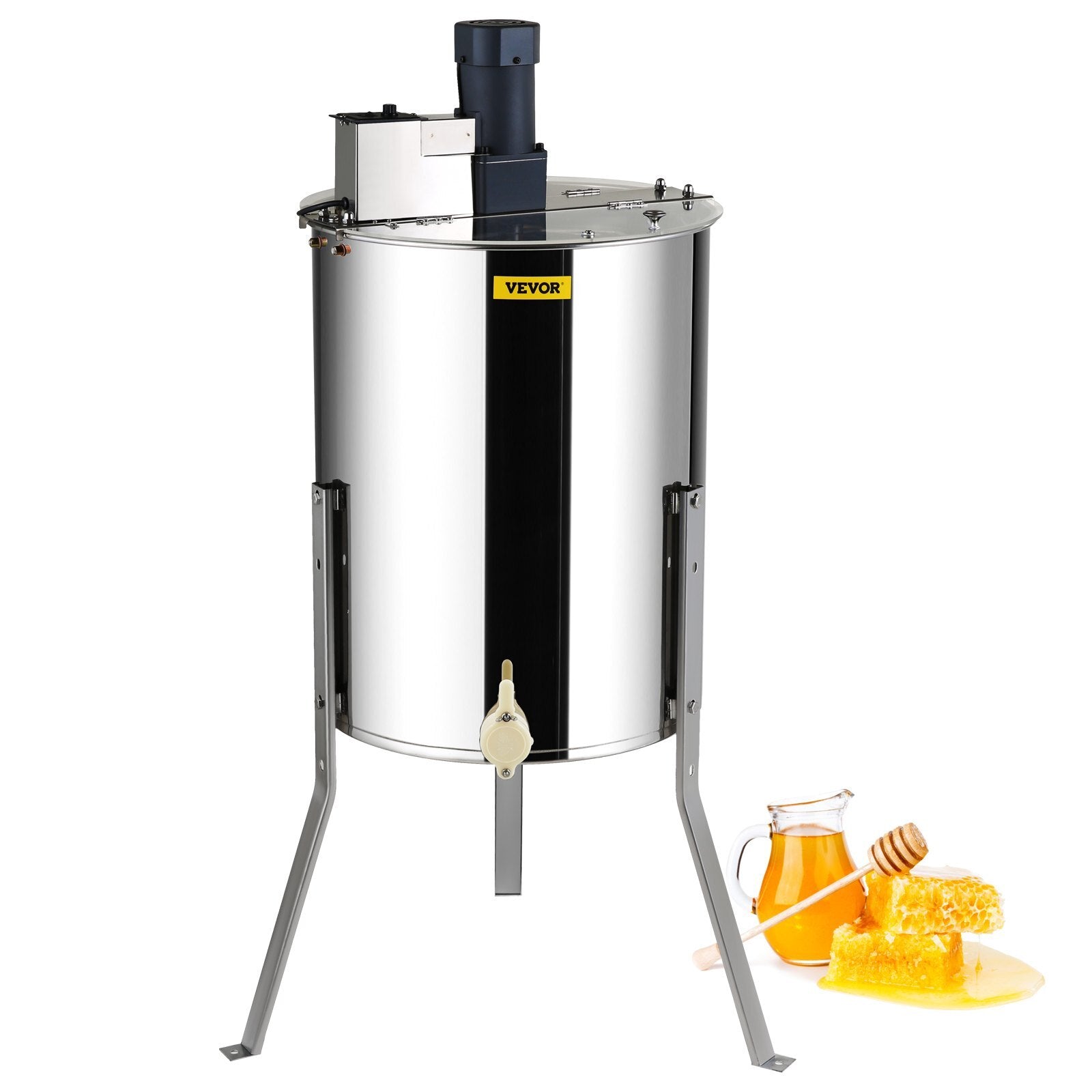 Electric Honey Extractor, 4/8 Frames Honey Spinner Extractor, Stainless Steel Beekeeping Extraction, Apiary Centrifuge Equipment with Height Adjustable Stand, Honeycomb Drum Spinner with Lid