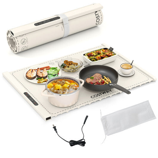 Food Warming Mat Rollable and Portable Electric Warming Tray with Fasting Heating-Gray