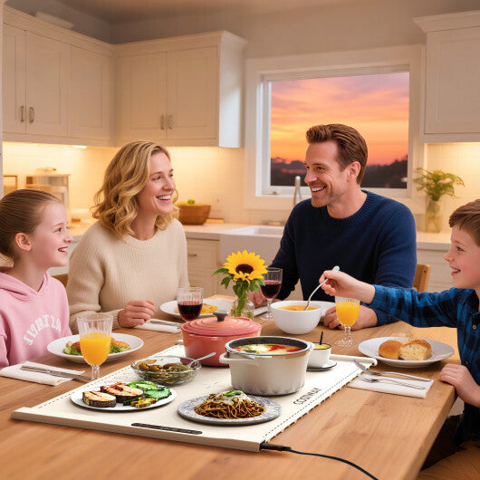 Food Warming Mat Rollable and Portable Electric Warming Tray with Fasting Heating-Gray