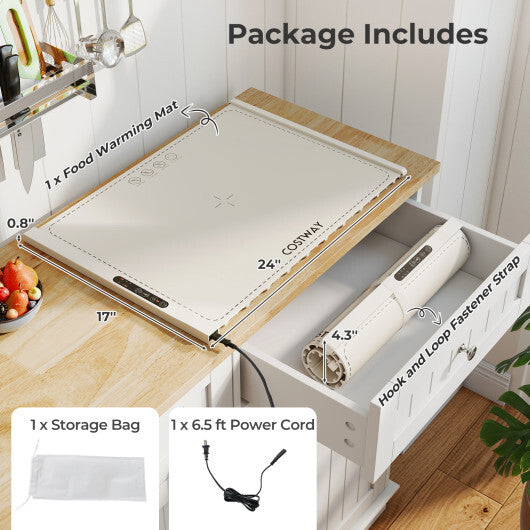 Food Warming Mat Rollable and Portable Electric Warming Tray with Fasting Heating-Gray