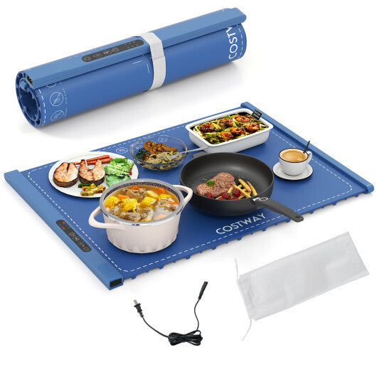 Food Warming Mat Rollable and Portable Electric Warming Tray with Fasting Heating-Gray