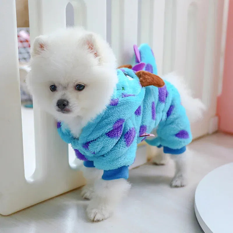 Color: Blue, Size: XS - PETCIRCLE Dog Clothes Puppy Bubble Dragon Transformation Thicken Jacket Fit Dog Cat Winter Pet Cute Costume Warm Hoodie Dog Coat