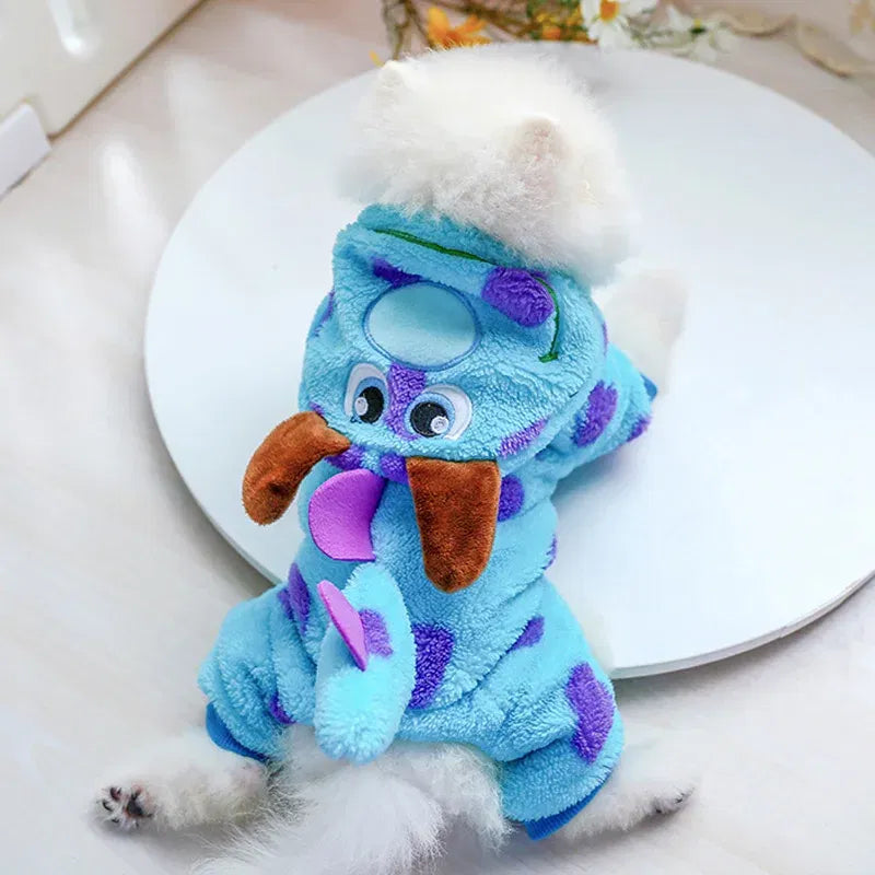 Color: Blue, Size: XS - PETCIRCLE Dog Clothes Puppy Bubble Dragon Transformation Thicken Jacket Fit Dog Cat Winter Pet Cute Costume Warm Hoodie Dog Coat