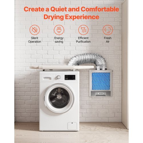 3-in-1 Indoor Dryer Vent Kit,Premium ABS Material with Water Drawer Fits 4 inch Exhaust Port, Smart Overheating Reminder Exhaust Hood & with 4 Purification Pads,For Electric Clothes Dryers