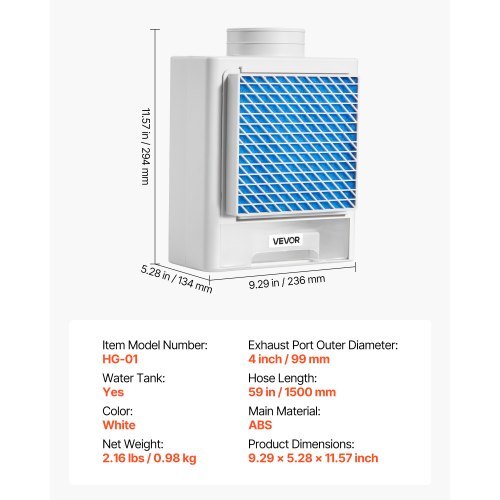 3-in-1 Indoor Dryer Vent Kit,Premium ABS Material with Water Drawer Fits 4 inch Exhaust Port, Smart Overheating Reminder Exhaust Hood & with 4 Purification Pads,For Electric Clothes Dryers