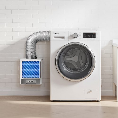 3-in-1 Indoor Dryer Vent Kit,Premium ABS Material with Water Drawer Fits 4 inch Exhaust Port, Smart Overheating Reminder Exhaust Hood & with 4 Purification Pads,For Electric Clothes Dryers