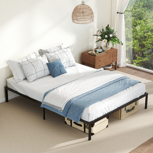 Full/Queen/King Size Metal Bed Frame Heavy Duty Support Slats Mattress Foundation-Queen Size - Color: Black - Size: Queen Size