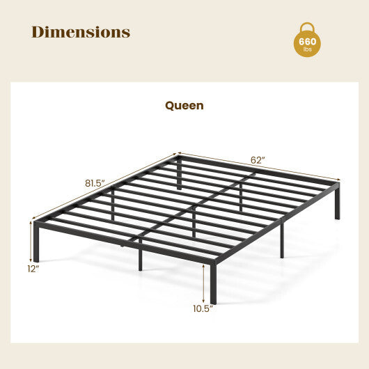 Full/Queen/King Size Metal Bed Frame Heavy Duty Support Slats Mattress Foundation-Queen Size - Color: Black - Size: Queen Size