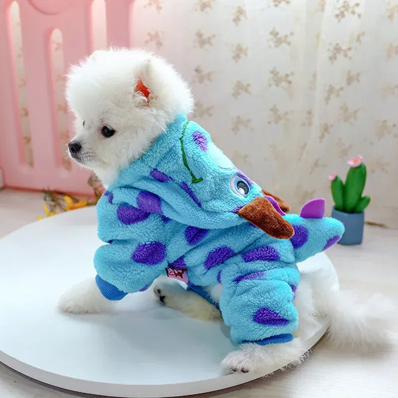 Color: Blue, Size: M - PETCIRCLE Dog Clothes Puppy Bubble Dragon Transformation Thicken Jacket Fit Dog Cat Winter Pet Cute Costume Warm Hoodie Dog Coat