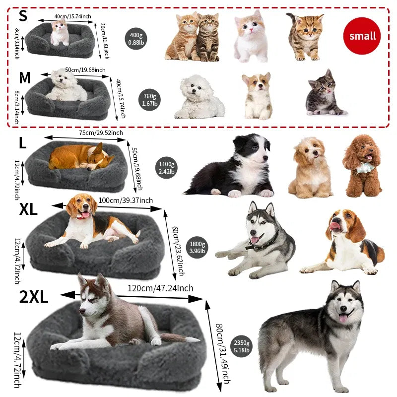 Color: Blue, Size: XL - New Large Dog Bed Dog Plush Pet Bed Winter Thickened Pad Dog Sleeping Bed Sofa Removable Pad Dog Small Large Dog square kennel