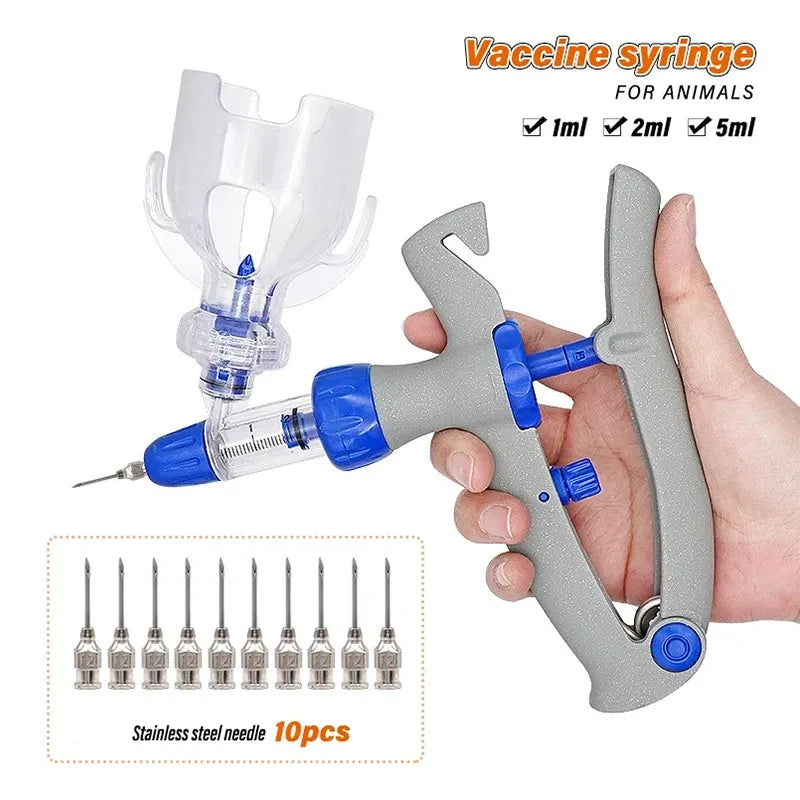 Color: Red - 1-10ml Automatic Veterinary Continuous Syringe Animal Injection Adjustable Vaccine for Livestock Pig Cattle Sheep Chicken