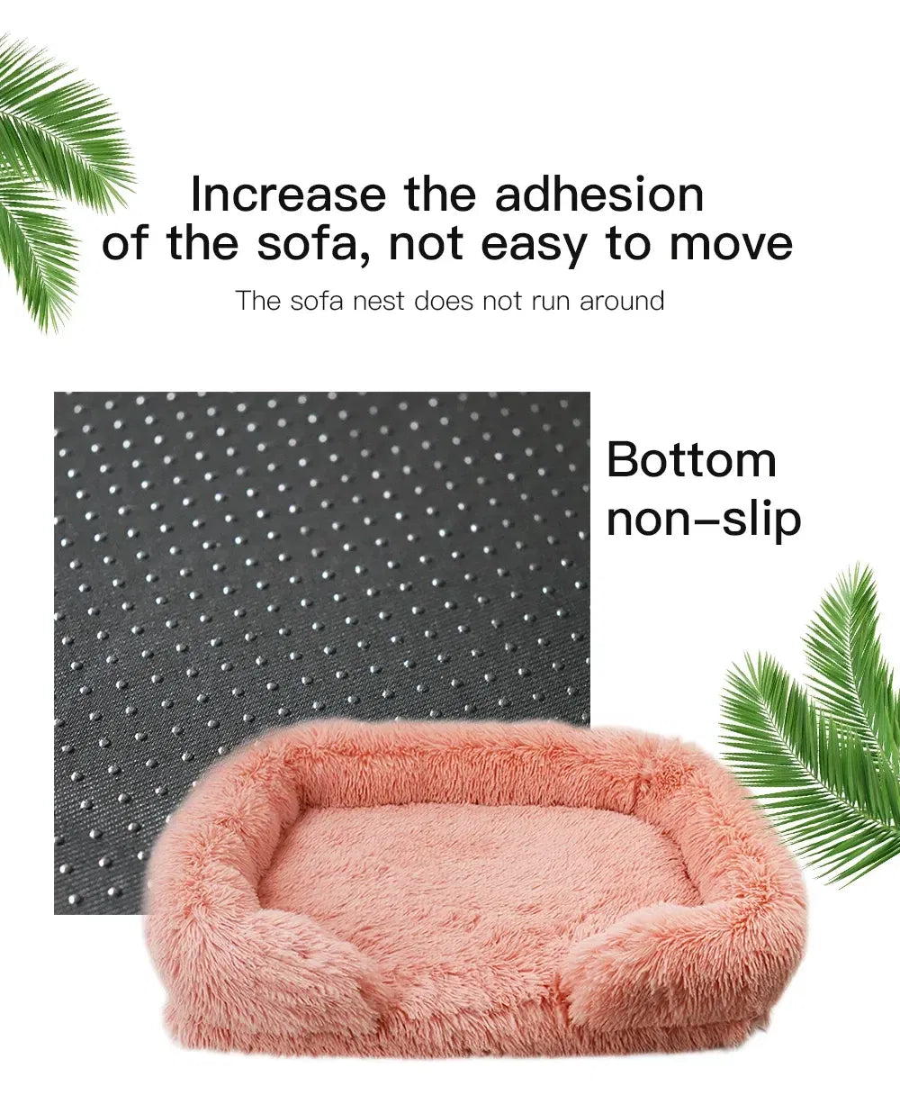 Color: light yellow, Size: S - New Large Dog Bed Dog Plush Pet Bed Winter Thickened Pad Dog Sleeping Bed Sofa Removable Pad Dog Small Large Dog square kennel