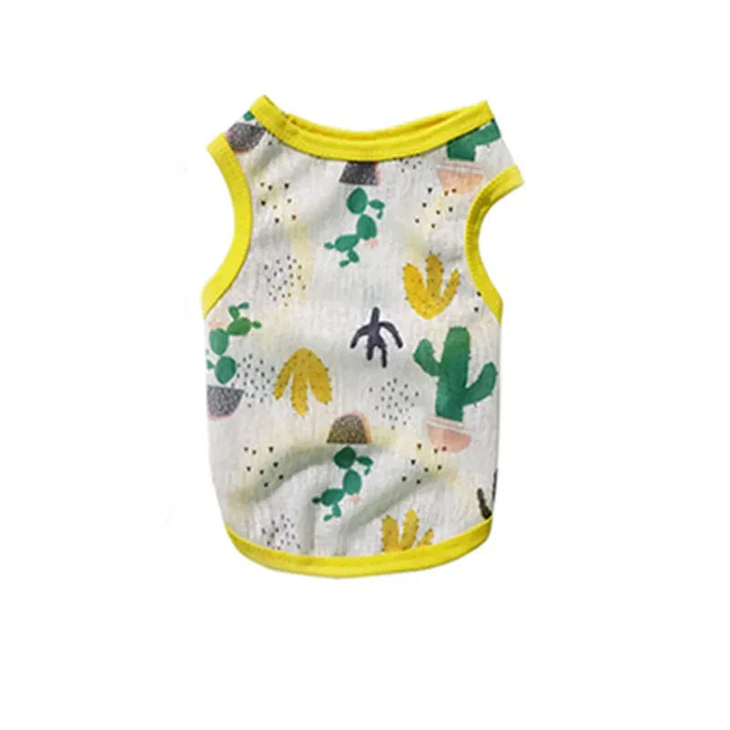 Color: Blue, Size: L - Summer Dog Vest Ultra Thin Breathable Mesh Cloth Pet T-shirt for Small Dogs Cute Cartoon Print Puppy Cat Cheap Clothes Costumes