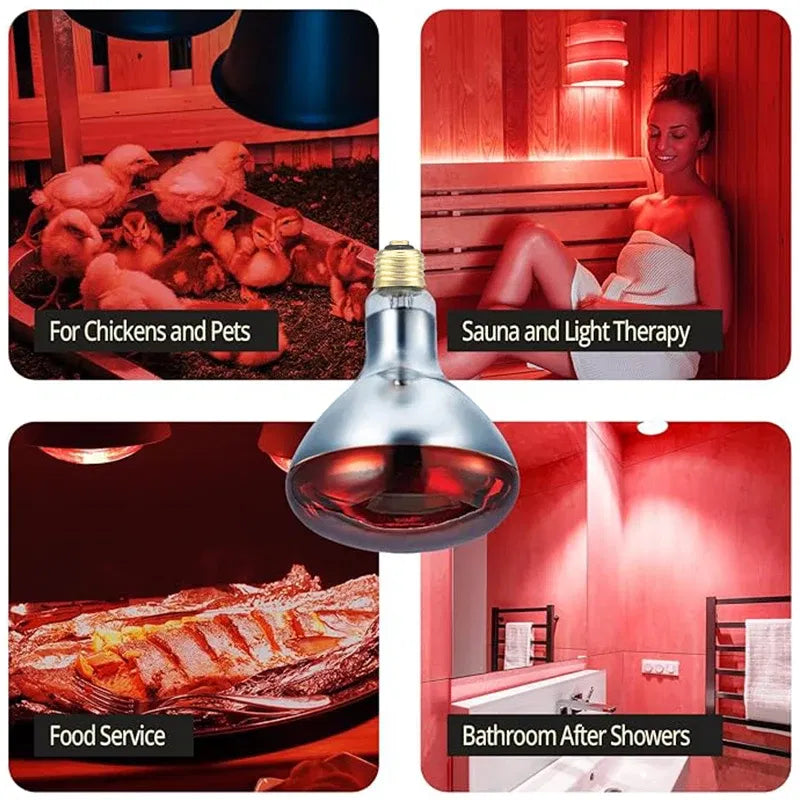 Color: Light Grey, Ships From: United States - BONGBADA Quartz glass waterproof and explosion-proof E26 E27 Red R40 Infrared Heat Lamp Farm lamp 100W 150W 200W 250W 275W