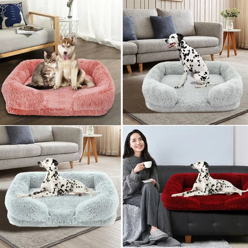 Color: Blue, Size: XL - New Large Dog Bed Dog Plush Pet Bed Winter Thickened Pad Dog Sleeping Bed Sofa Removable Pad Dog Small Large Dog square kennel
