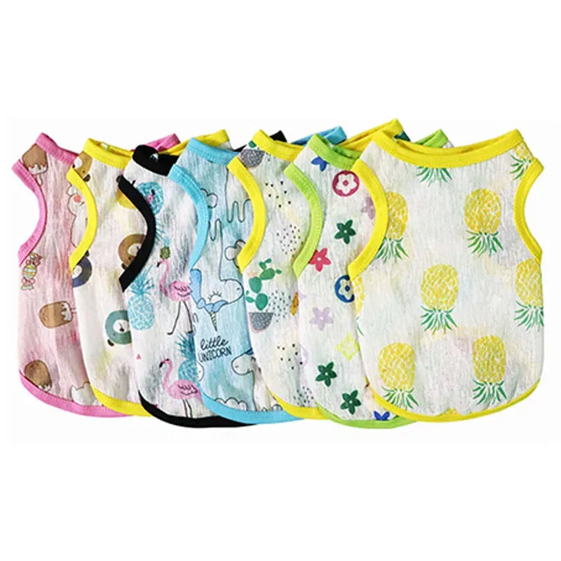 Color: Red, Size: S - Summer Dog Vest Ultra Thin Breathable Mesh Cloth Pet T-shirt for Small Dogs Cute Cartoon Print Puppy Cat Cheap Clothes Costumes