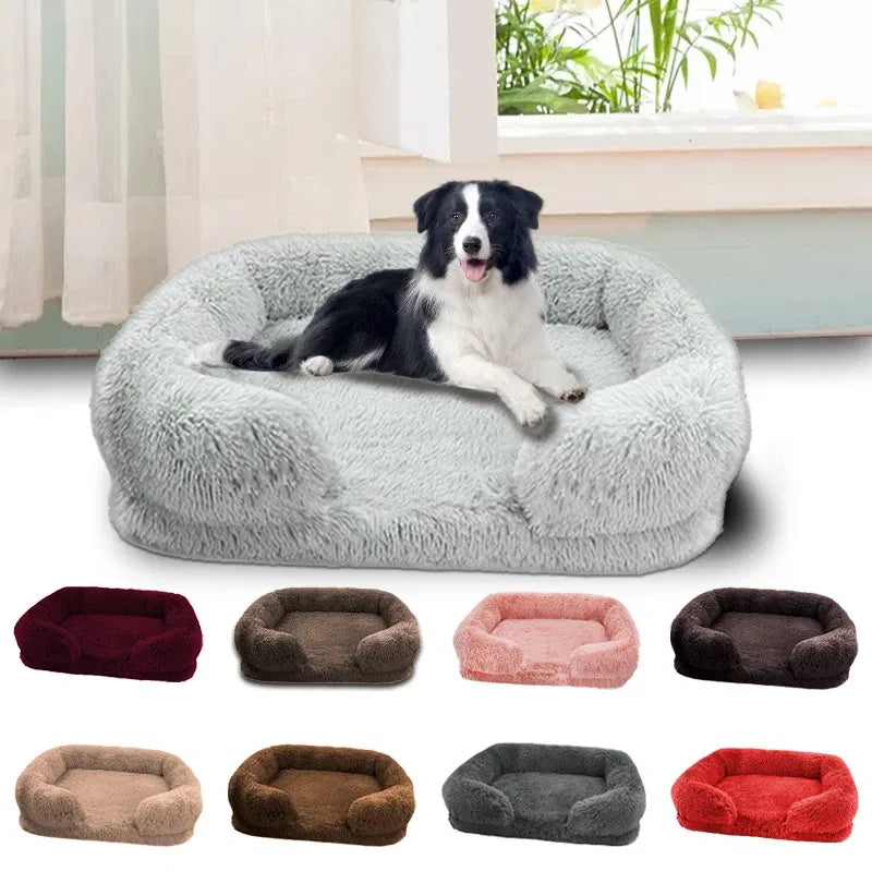 Color: WHITE, Size: XXL - New Large Dog Bed Dog Plush Pet Bed Winter Thickened Pad Dog Sleeping Bed Sofa Removable Pad Dog Small Large Dog square kennel