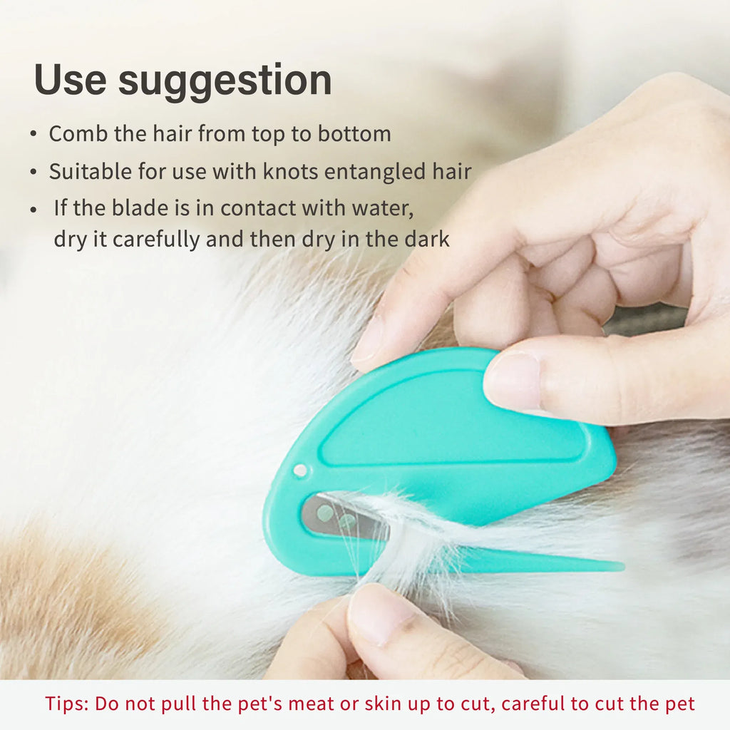 Color: WHITE, Size: S - Grooming Pet Hair Knot  Knife Trim Shedding Dog Unknot Stainless Effectively Safe Cat Accessories