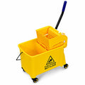 21 Quart Mop Bucket Side Press Wringer on Wheels With Panel - Color: Yellow